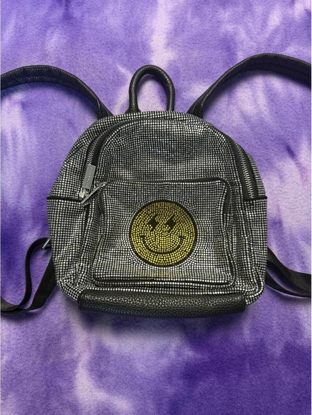 Skinny dip london rhinestone mini backpack with lightning smiley